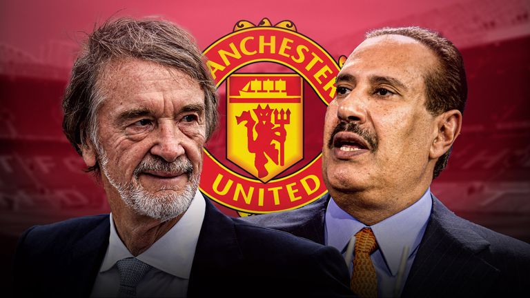 Sir Jim Ratcliffe (left) and Qatari investors have bid for Manchester United