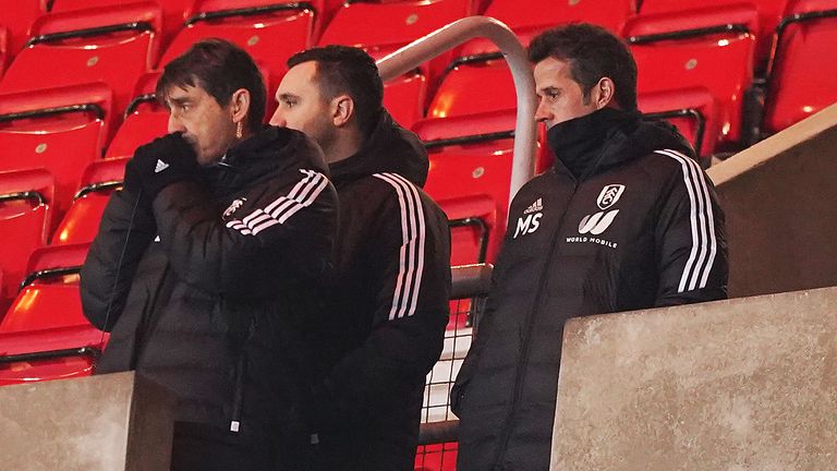 Marco Silva watched on from the stands at the Stadium of Light