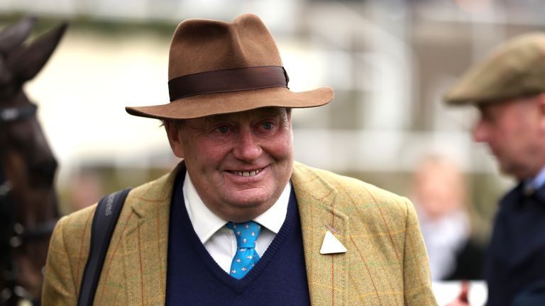 Trainer Nicky Henderson is all smiles after Shishkin&#39;s victory