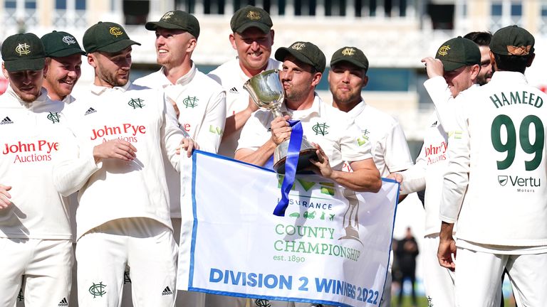 Nottinghamshire celebrate winning County Championship Division Two in 2022 (PA Images)