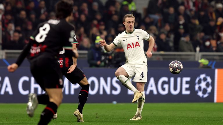 Oliver Skipp, 22, lined up alongside Pape Matar Sarr, 20, against AC Milan in the Champions League earlier this week