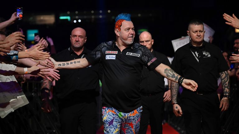 Peter Wright - Cazoo Premier League darts, Belfast. 2 Feb 2023 Match 3: Chris Dobey vs Peter Wright. Picture: Michael Cooper