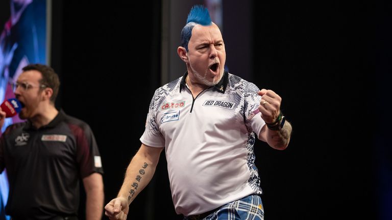 Peter Wright at the Premier League Darts in Glasgow