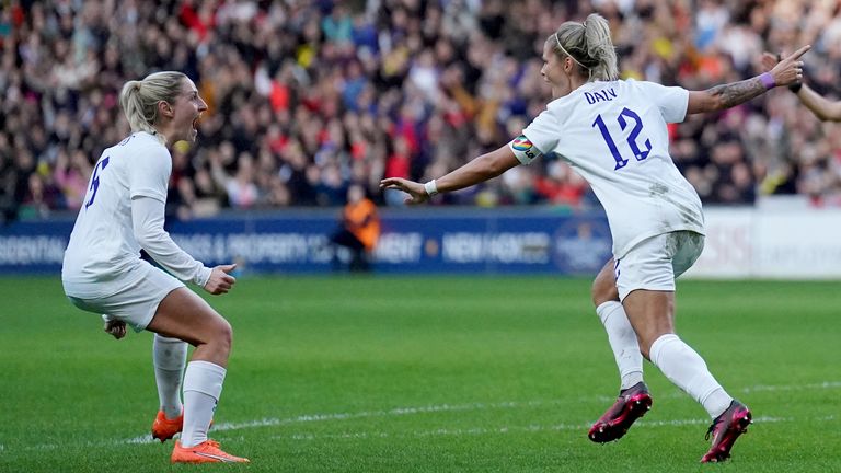 Rachel Daly scored two impressive headed goals against Italy