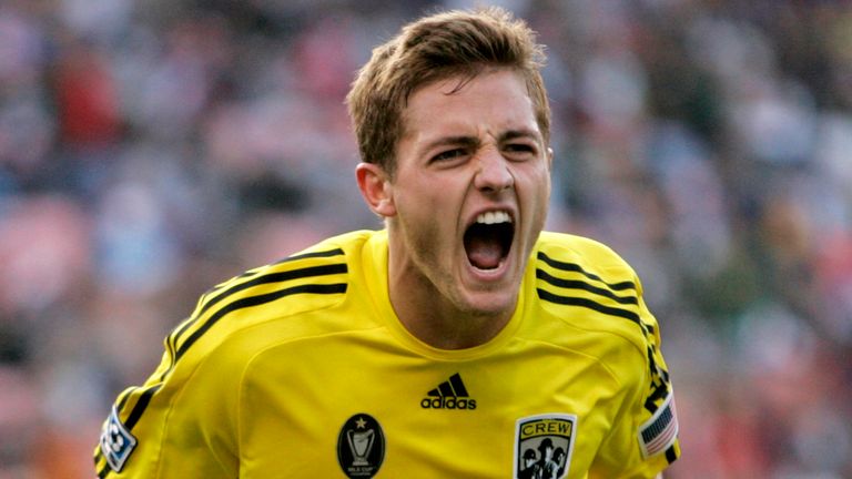 Robbie Rogers celebrates after scoring for Columbus Crew 