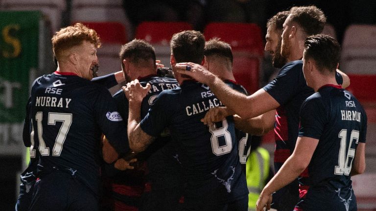 DINGWALL, SCOTLAND - JANUARY 31: Yan Dhanda celebrates his goal for Ross County to make it 1-1 during a cinch Premiership match between Ross County and Hibernian at the Global Energy Stadium, on January 31, 2023, in Dingwall, Scotland. (Photo by Paul Devlin / SNS Group)