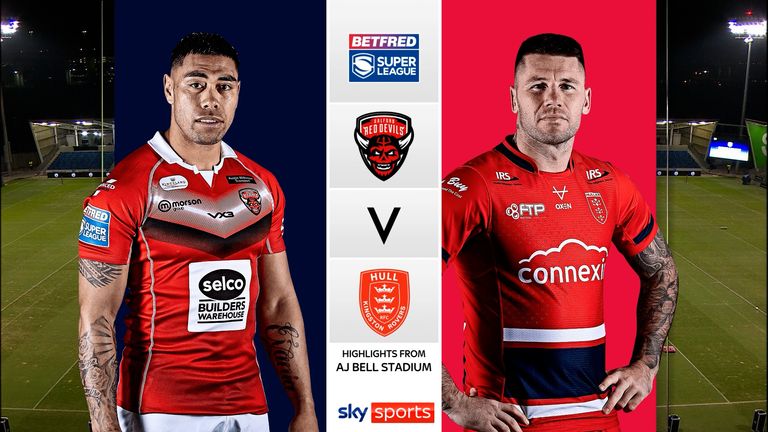 Highlights of the Betfred Super League match between Salford Red Devils and Hull Kingston Rovers.