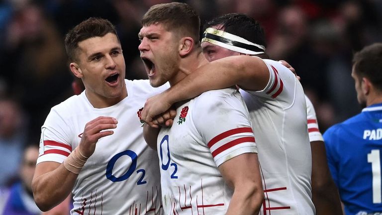 Jack Willis scores for England against Italy in the Six Nations 2023
