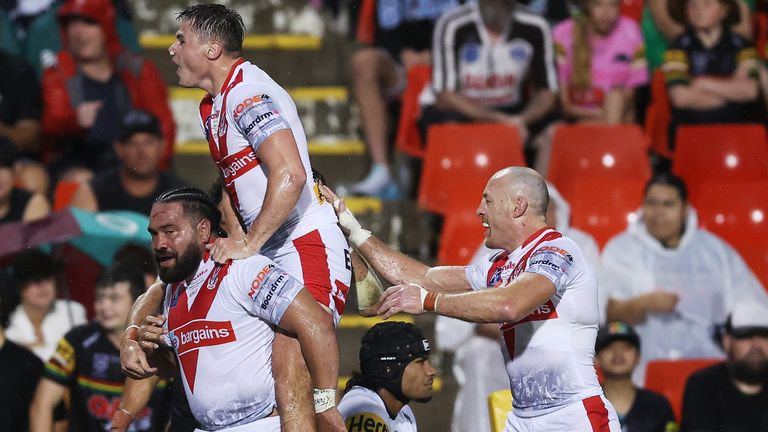 St Helens celebrate as they dominated in the first half