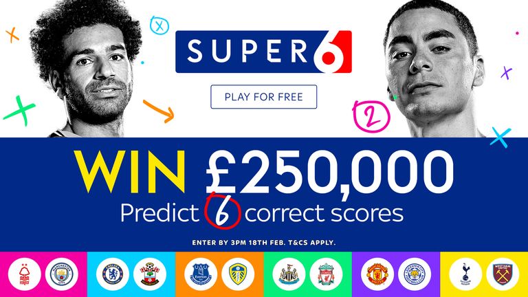 Could you win £250,000 for free this weekend with Super 6? Entries by 3pm Saturday, good luck!