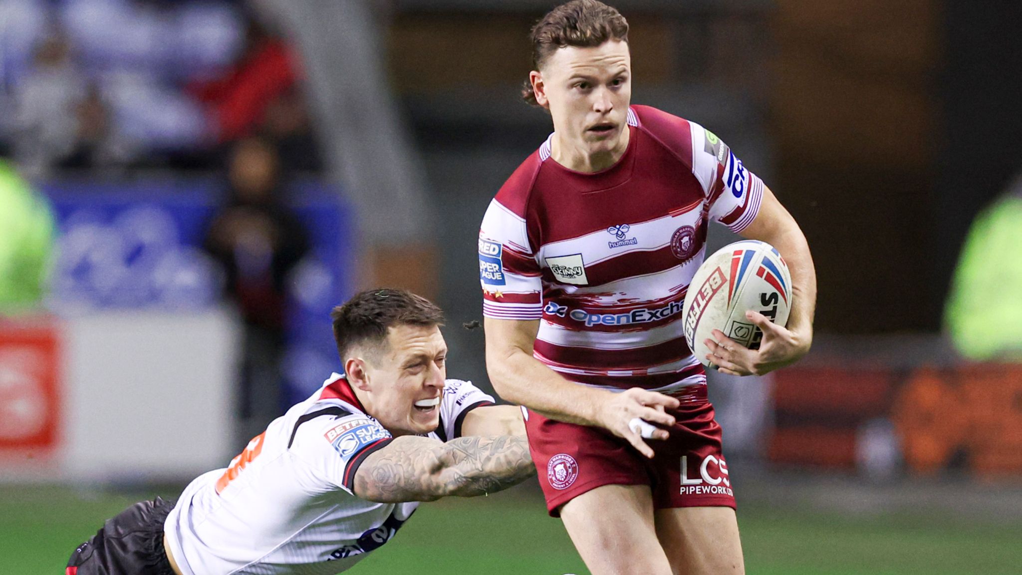 Super League Wigan Warriors clash with Salford Red Devils at DW Stadium