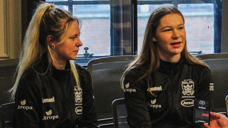 Alisha Roper and Charlotte Lawson at Hull FC's 2023 media day