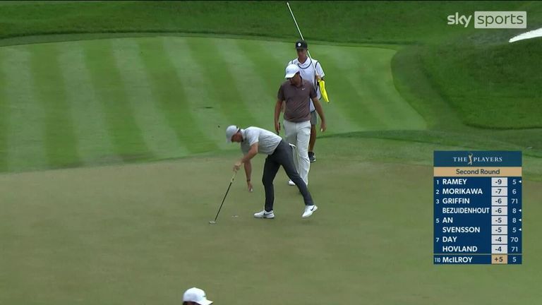 Rory McIlroy made a double-bogey on the par-four sixth hole during the second round of The Players Championship after de-greening his birdie putt
