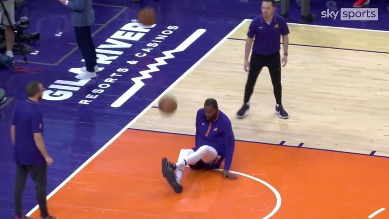 Suns' Kevin Durant out after injuring ankle in pregame slip