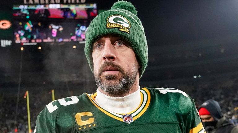 Green Bay Packers' Aaron Rodgers walks off the field after an NFL football game against the Detroit LionsSunday, Jan. 8, 2023, in Green Bay, Wis. (AP Photo/Morry Gash)