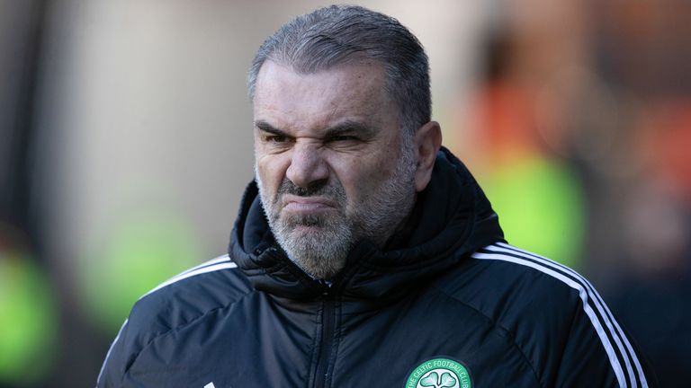 GLASGOW, SCOTLAND - JANUARY 02: Celtic Manager Ange Postecoglou during a cinch Premiership match between Rangers and Celtic at Ibrox Stadium, on January 02, 2023, in Glasgow, Scotland.  (Photo by Craig Williamson / SNS Group)
