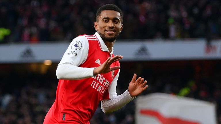 Reiss Nelson celebrates after scoring a last-gasp winner for Arsenal against Bournemouth