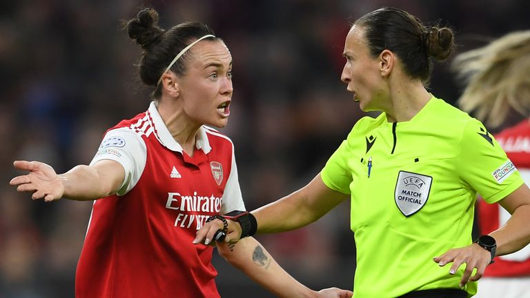 Caitlin Foord was denied a first-half penalty for Arsenal after a handball claim