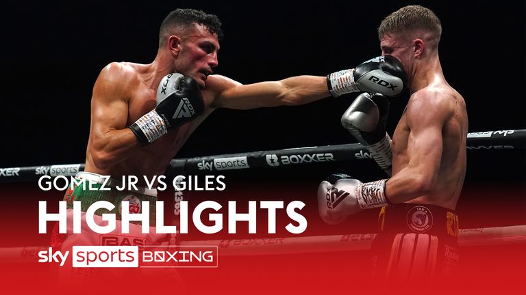 Highlights of Michael Gomez Jr against Levi Giles on the undercard of Lawrence Okolie&#39;s cruiserweight clash with David Light.