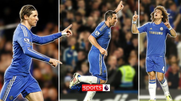Fernando Torres, Frank Lampard and David Luiz celebrating in Chelsea&#39;s 8-0 win over Aston Villa in December 2012