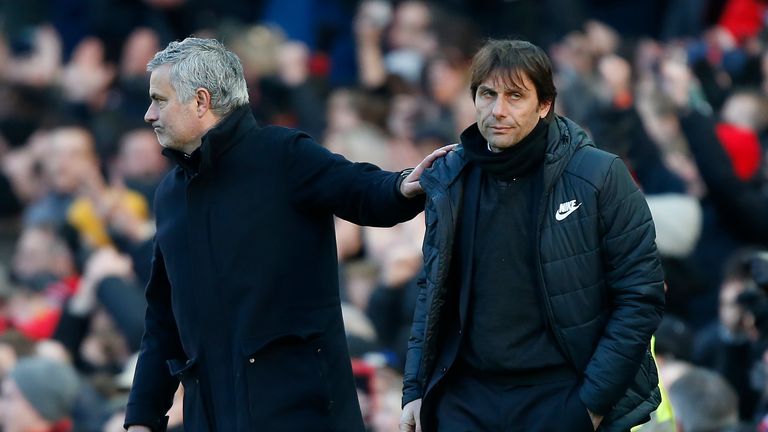 Antonio Conte (right) has suffered the same fae as Jose Mourinho at Tottenham