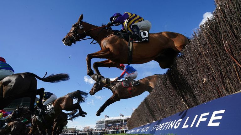 Corach Rambler (near) in action during the 2023 Ultima Handicap Chase