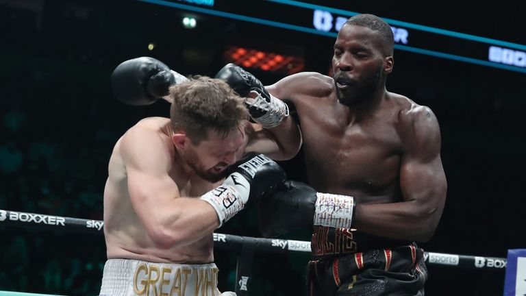 BEN SHALOM...S BOXXER FIGHT NIGHT.03/25/23 AO ARENA.PIC LAWRENCE LUSTIG/BOXXER.(FOTOS GRATIS SOLO PARA USO EDITORIAL).CAMPEONATO MUNDIAL DE PESO CRUCERO DE LA OMB.LAWRENCE OKOLIE v DAVID LIGHT