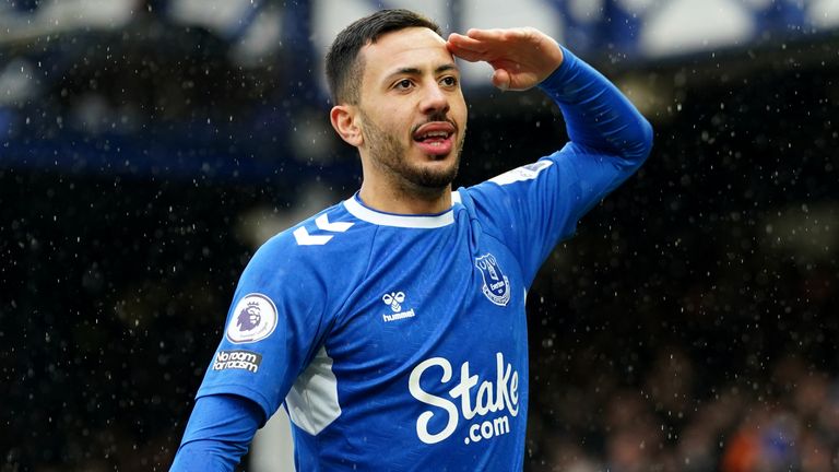 Everton's Dwight McNeil celebrates scoring the opening goal of the game