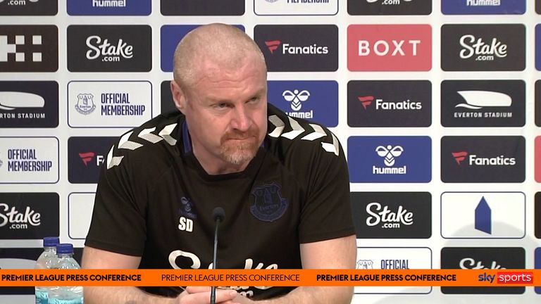 Everton manager Sean Dyche speaks to the press