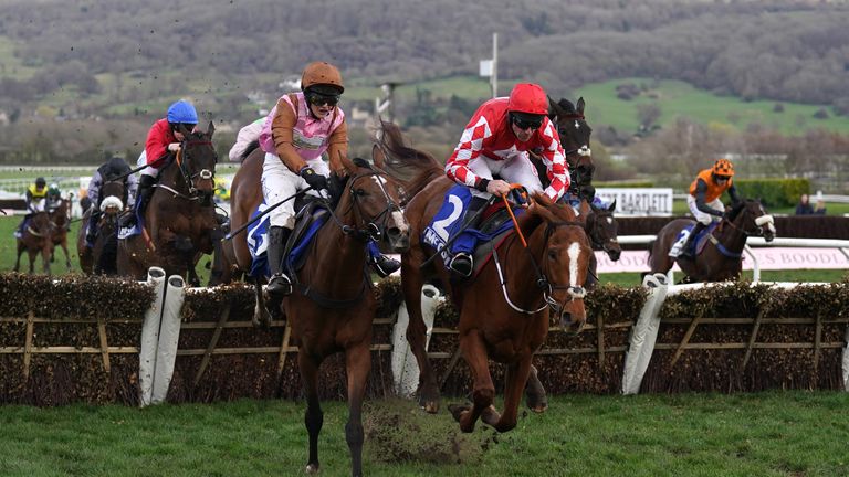 Faivoir and Bridget Andrews battle it out with Pied Piper and Davy Russell in the County Hurdle