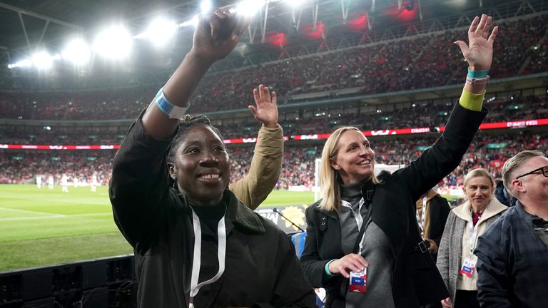 Faye White (r) retired 10 years ago and started a family, while Anita Asante (l) has just started a coaching career with Bristol City