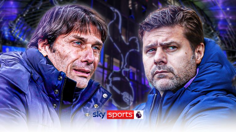 Conte and Poch keep their fingers crossed for the latest news on the Spurs manager's situation.  Update Reddy