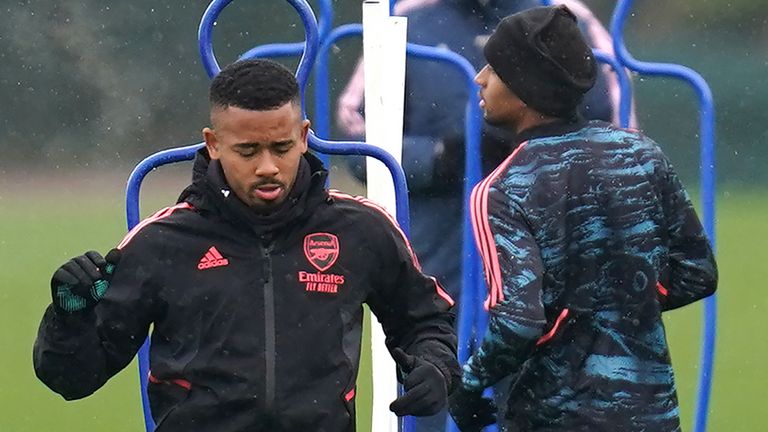 Gabriel Jesus was back in Arsenal training