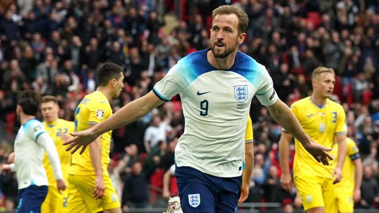 Harry Kane celebrates after putting England 1-0 up