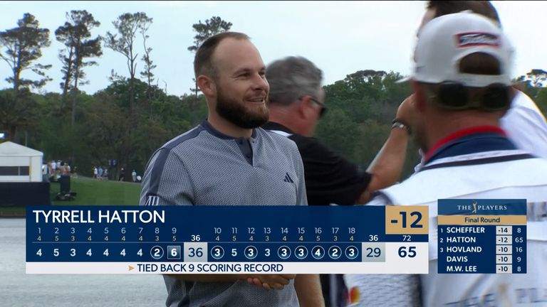 Tyrrell Hatton produced five birdies in a row to take the club lead and tie the last nine goals record at TPC Sawgrass in the final round