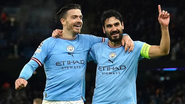 Manchester City's Ilkay Gundogan celebrates scoring vs RB Leipzig