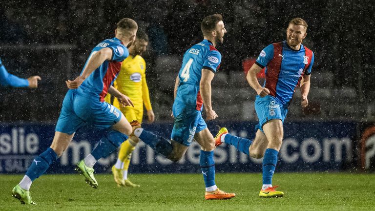 INVERNESS, SCOTLAND - MARCH 10: Inverness' Sean Welsh celebrates as he makes it 2-1 during a Scottish Cup Quarter-Final match between Inverness Caledonian Thistle and Kilmarnock at the Caledonian Stadium, on March 10, 2023, in Inverness, Scotland. (Photo by Mark Scates / SNS Group)