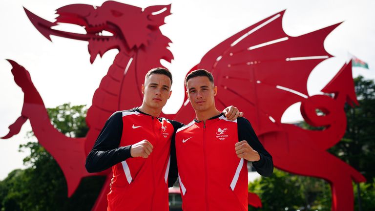 Boxers and twin brothers Ioan (left) and Garan Croft during the Wales Commonwealth Games media session (Photo: PA)