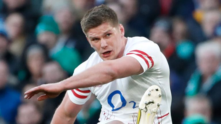 Owen Farrell kicks a penalty to give England an early lead