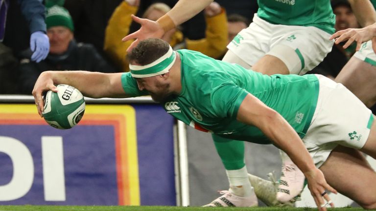 Replacement hooker Rob Herring scored Ireland's fourth try with four minutes to go