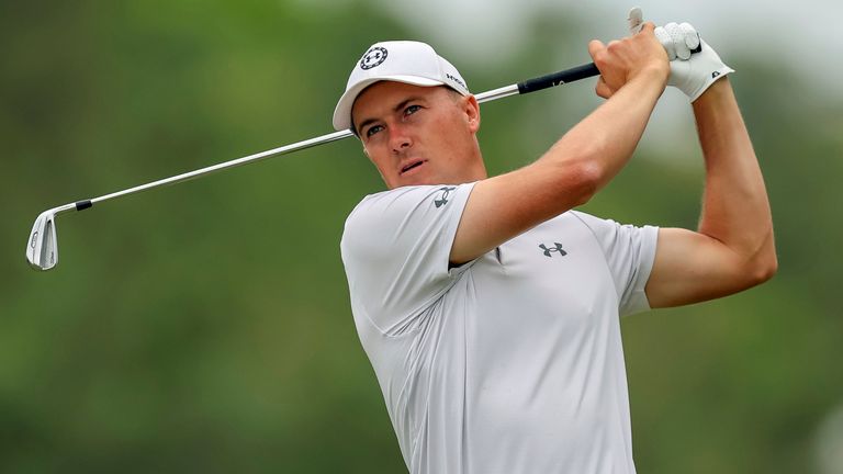 Jordan Spieth tees off on the second hole during the third round of the Valspar Championship 