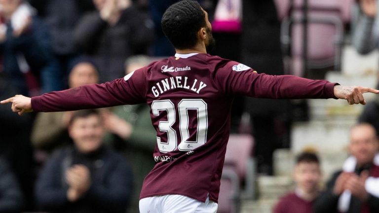 EDINBURGH, SCOTLAND - MARCH 04: Josh Ginnelly celebrates his goal to make it 1-0 Hearts during a cinch Premiership match between Heart of Midlothian and St Johnstone at Tynecastle Park, on March 04, 2023, in Edinburgh, Scotland.  (Photo by Alan Harvey / SNS Group)