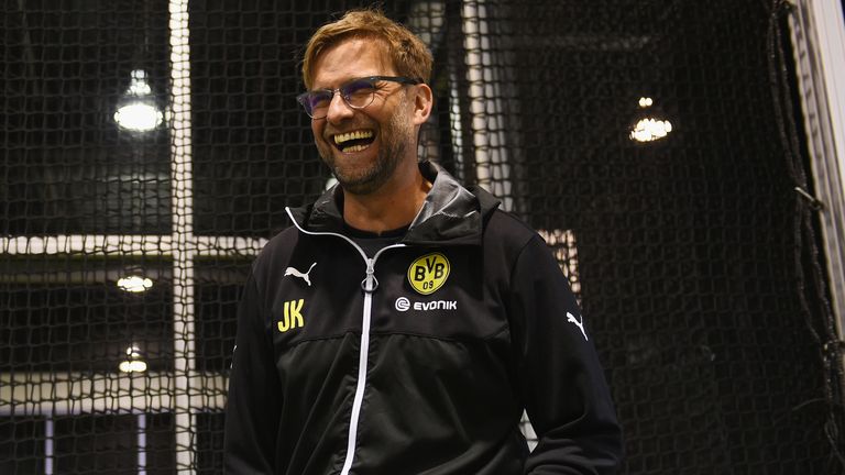 Jurgen Klopp pictured meeting coaches inside Borussia Dortmund's Footbonaut