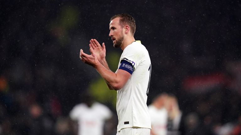 Tottenham Hotspur&#39;s Harry Kane stands dejected following the UEFA Champions League round of sixteen, second leg match at the Tottenham Hotspur Stadium, London. Picture date: Wednesday March 8, 2023.