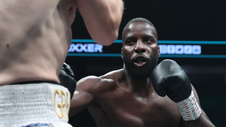 BEN SHALOM...S BOXXER FIGHT NIGHT.03/25/23 AO ARENA.PIC LAWRENCE LUSTIG/BOXXER.(FOTOS GRATIS SOLO PARA USO EDITORIAL).CAMPEONATO MUNDIAL DE PESO CRUCERO DE LA OMB.LAWRENCE OKOLIE v DAVID LIGHT