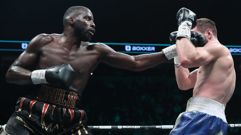 BEN SHALOM...S BOXXER FIGHT NIGHT.03/25/23 AO ARENA.PIC LAWRENCE LUSTIG/BOXXER.(FREE PHOTOS FOR EDITORIAL USE ONLY).WBO WORLD CRUISERWEIGHT CHAMPIONSHIP.LAWRENCE OKOLIE v DAVID LIGHT