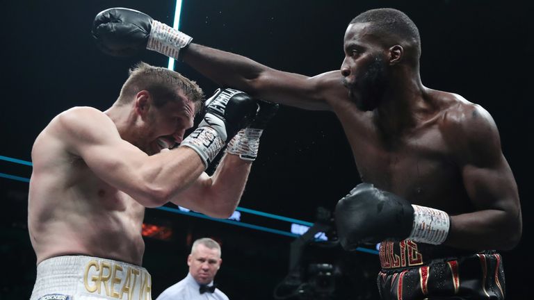 BEN SHALOM...S BOXXER FIGHT NIGHT.03/25/23 AO ARENA.PIC LAWRENCE LUSTIG/BOXXER.(FOTOS GRATIS SOLO PARA USO EDITORIAL).CAMPEONATO MUNDIAL DE PESO CRUCERO DE LA OMB.LAWRENCE OKOLIE v DAVID LIGHT