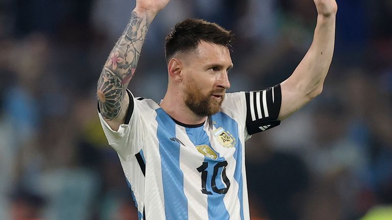 Argentina's Lionel Messi celebrates scoring