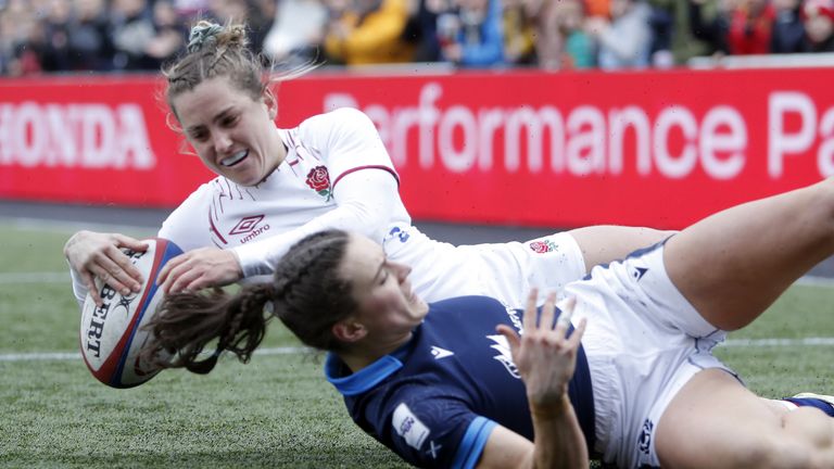 Red Roses winger Claudia MacDonald scored twice as England put Scotland to the sword in their Six Nations opener 