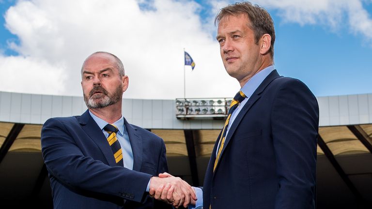 SFA chief executive Ian Maxwell (right) has praised the job Clarke has done as Scotland boss